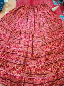 Red Patterned Ethnic Skirt