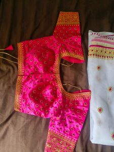 White Saree With Pink Blouse