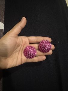 Pink Beaded Statement Earrings