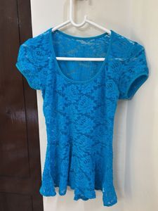 Blue Net Peplum