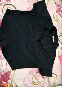 Black Collared Crop Top