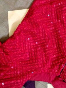 Red Embellished Blouse