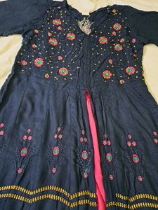 Embroidery Kurti With Attached Shrug