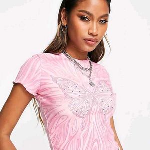 y2k Pink Butterfly Crop Top🎀🦋