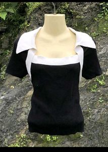 Korean Chic Black & White Top