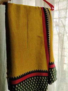 Crepe Yellow Saree