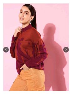 The Roadster Co Stylish Patterned Knit Sweater