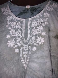 Tie-Dye Embroidered Tunic Top