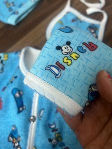 Warm Blue Sweatshirt Sweatpants Cap N Bib Set