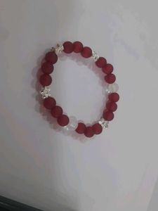 Red Beaded Floral Bracelet