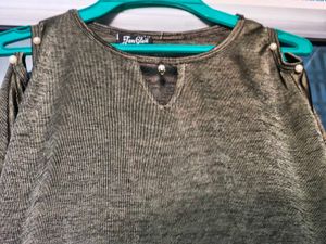 Olive Green Cold Shoulder Top