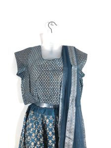 Blue Printed Lehenga Choli Set (Women’s)