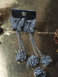 Stylish Silver Tone Dangle Earrings