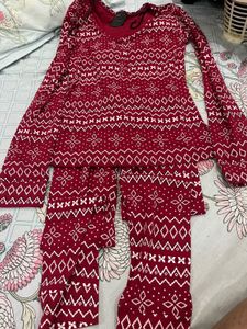 Red Patterned Pajama Set