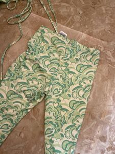 Green Patterned Two-Piece Set