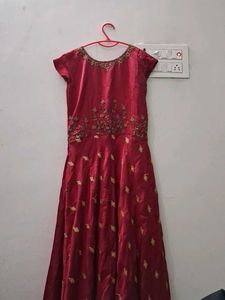 Elegant Maroon Embroidered Dress