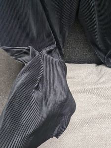 Bronte Elastic Waist Ribbed Wide Leg Trousers, Bla