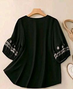 Embroidered Black Blouse