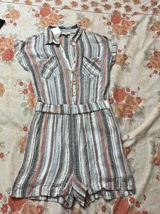 Striped Button-Down Romper
