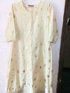 Golden Cream Colour Anaarkali Kurta.