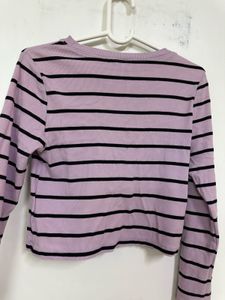 Striped Long Sleeve Crop Top