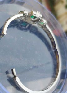 Silver-Plated Green Stone Bracelet