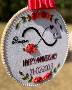 Hand Embroidery Anniversary Frame