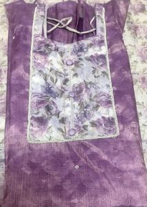 Semi Tissue Floral Kurta Set