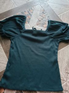 Green Puff Sleeve Top