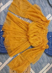 Mustard Tulle Off-Shoulder Top