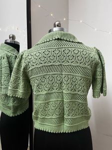 Green Crochet Collar Top