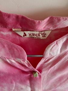 Pink Tie-Dye Button-Down Top