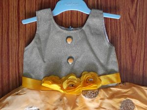 Silver And Yellow Frock For 1 Year Baby