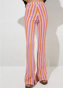 Retro Striped Flare Leg Pants