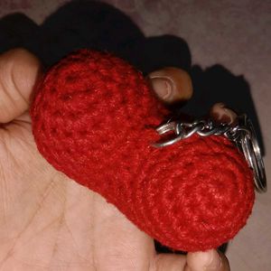 Crochet Heart Keychain