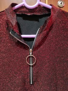Shimmery Zipper Top