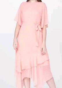 Peach Fit And Flare Dress