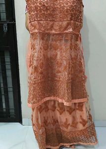 Peach Embroidered Sharara Suit