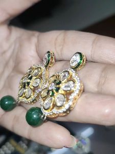 Polki Rhinestone Meenakari Pearl Earrings Danglers