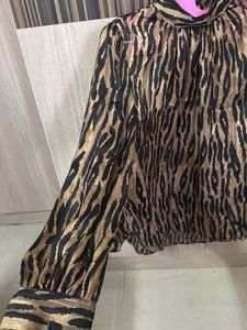 Price Drop! Animal Print High Neck Blouse