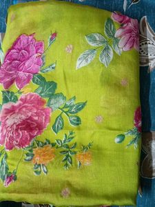 Elegant Floral Green Saree