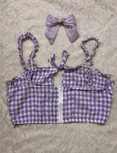 Lavender Gingham Top