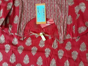 Printed Red Kurta