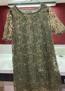 Organza Embroidered Dress With Inner Attached