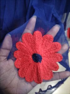 Navy Blue Net Skirt with Floral Detailing.