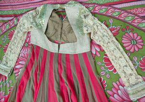 Pink And Golden Anarkali Dress