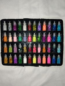 Combo Of New Nail Art Glitter And Brush Set