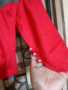 Simple Red Pakistani Suit With Dupatta And Pant
