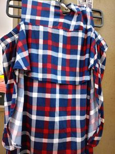 Plaid Cold Shoulder Top