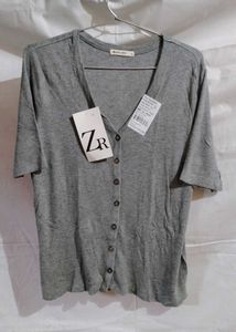 Gray Button-Down Top